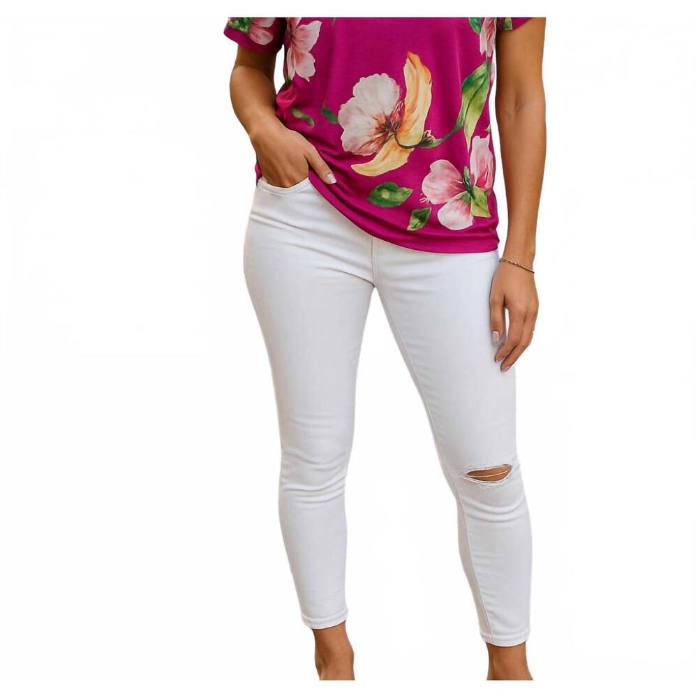 NEW E. LUNA one shoulder boxy top in hot pink